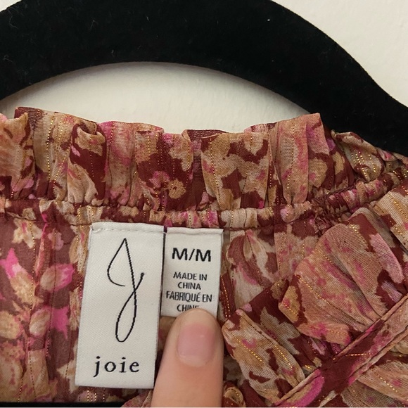Joie Anthropologie red orange gold floral print blouse - Picture 5 of 5